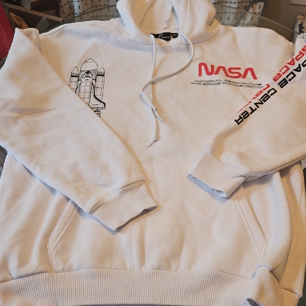 ALL SALES END 12/30 Hyper Space Men’s White Hoodie Kennedy Space Center Large